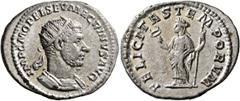 Roman Imperial Macrinus, 217-218. Antoninianus (Silver, 23 mm, 4.52 g, 1 h), Rome, May-August 217. IMP C M OPEL SEV MACRINVS AVG Radiate and cuirassed bust of Macrinus to right. Rev. FELICITAS TEMPORV