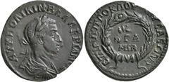 Roman Provincial LYDIA. Nysa. Valerian I, 253-260. Tetrassarion (Bronze, 28 mm, 8.97 g, 6 h), Ail. Proklos, grammateus. AYT K ΠO ΛIKIN BAΛEPIANOC Laureate, draped and cuirassed bust of Valerian I to r