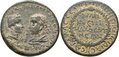 Roman Provincial PISIDIA. Sagalassus. Valerian I, with Gallienus, 253-260. '10 Assaria' (Bronze, 39 mm, 31.18 g, 7 h). AY K ΠO Λ OYAΛЄ[PIANOC ...] - A K Π [...] Laureate, draped and cuirassed bust of 