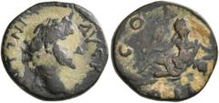 Roman Provincial LYCAONIA. Iconium. Antoninus Pius, 138-161. AE (Bronze, 14 mm, 2.43 g, 6 h). ANTON AVG P[IVS] Laureate head of Antoninus Pius to right. Rev. COL - ICO River-god reclining left, head t