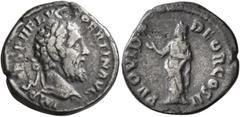 Roman Imperial Pertinax, 193. Denarius (Silver, 17 mm, 2.65 g, 1 h), Rome. IMP CAES P HELV PERTIN AVG Laureate head of Pertinax to right. Rev. PROVID DEOR COS II Providentia standing front, head to le