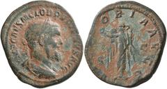 Roman Imperial Pupienus, 238. Sestertius (Orichalcum, 32 mm, 21.76 g, 1 h), Rome. IMP CAES M CLOD PVPIENVS AVG Laureate, draped and cuirassed bust of Pupienus to right, seen from behind. Rev. VICTORIA