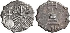 Byzantine Theodosius III of Adramytium, 715-717. 'Hexagram' (Silver, 18 mm, 2.82 g, 6 h), struck from solidus dies, Constantinopolis. d N TҺ[ЄOdOSIЧS MЧL A] Facing bust of Theodosius III, wearing loro