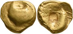 Greek CELTIC, Central Europe. Boii. Late 2nd-early 1st century BC. Stater (Gold, 15 mm, 7.43 g), 'Muschelstater' type. Large bulge with pellet at edge. Rev. Crescent-shaped device. Dembski 514. Flesch
