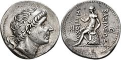 Greek SELEUKID KINGS OF SYRIA. Antiochos I Soter, 281-261 BC. Tetradrachm (Silver, 29 mm, 17.03 g, 1 h), Seleukeia on the Tigris. Diademed head of Antiochos I to right. Rev. ΒΑΣΙΛΕΩΣ - ΑΝΤΙΟΧΟY Apollo