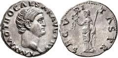 Roman Imperial Otho, 69. Denarius (Silver, 17 mm, 3.22 g, 6 h), Rome. IMP M OTHO CAESAR AVG TR P Bare head of Otho to right. Rev. SECVRITAS P R Securitas standing front, head to left, holding wreath i