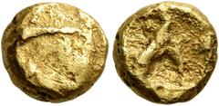 Celtic CELTIC, Northeast Gaul. Morini. 58-50 BC. 1/4 Stater (Gold, 9 mm, 1.92 g). Irregular bulge. Rev. Two lines. DT 249. Scheers, TC 297, 13 / Pl. V, 114. Fine. Ex Chaponnière & Firmenich and Hess D