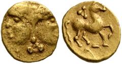 Celtic CELTIC, Central Europe. Vindelici. Late 3rd or very early 2nd century BC. 1/24 Stater (Gold, 7 mm, 0.34 g, 7 h), 'Januskopf I' type. Head of Janus with long hair ending in a triangle with a pel
