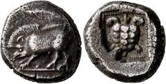 Greek DYNASTS OF LYCIA. Uncertain dynast, circa 470-440 BC. Stater (Silver, 19 mm, 9.08 g, 2 h). Boar walking left. Rev. Tortoise within pelleted linear square; all within incuse square. Müseler II, 3