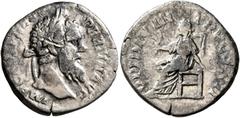 Roman Imperial Pertinax, 193. Denarius (Silver, 18 mm, 3.13 g, 12 h), Rome. IMP CAES P HELV PERTIN AVG Laureate head of Pertinax to right. Rev. OPI DIVIN TR P COS II Ops seated left, holding two grain