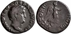 Roman Imperial Otho, 69. Denarius (Silver, 18 mm, 3.14 g, 7 h), Rome. IMP M OTHO CAESAR AVG TR P Bare head of Otho to right. Rev. VICTORIA [OT]HONIS Victory advancing right, holding wreath in her righ
