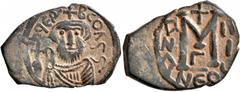 Early Medieval & Islamic ISLAMIC, Time of the Rashidun. Pseudo-Byzantine types. Fals (Bronze, 19x27 mm, 4.24 g, 7 h), imitating a follis of Constans II, uncertain mint, circa 24/5-26/7 AH / 645-647 AD