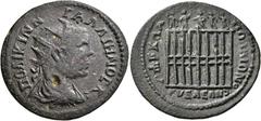 Roman Provincial LYDIA. Nysa. Gallienus , 253-268. Hexassarion (?) (Bronze, 31 mm, 10.40 g, 7 h), Kol. Pollionos, grammateus, 253-260. ΠΟ ΛΙKINN ΓΑΛΛIHNOC K Radiate, draped and cuirassed bust of Galli