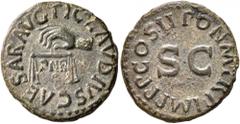 Roman Imperial Claudius, 41-54. Quadrans (Copper, 18 mm, 2.79 g, 6 h), Rome, 5 January-31 December 42. TI CLAVDIVS CAESAR AVG Hand to left holding scales; below, P N R. Rev. PON M TR P IMP P P COS II 