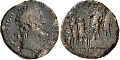 Roman Imperial Marcus Aurelius, 161-180. Sestertius (Orichalcum, 29 mm, 27.74 g, 6 h), Rome, 169-170. ANTONINV[S AVG TRP XXIIII] Laureate head of Marcus Aurelius to right. Rev. [A]DLOCVT AVG [S C / CO