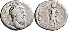 Roman Imperial Pertinax, 193. Denarius (Silver, 17 mm, 3.10 g, 12 h), Rome. IMP CAES P HELV PERTIN AVG Laureate head of Pertinax to right. Rev. IANO CONSE[RVAT] Janus with two heads, standing front, h