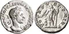 Roman Imperial Macrinus, 217-218. Denarius (Silver, 18 mm, 2.97 g, 6 h), Rome, spring-summer 217. IMP C M OPEL SEV MACRINVS AVG Laureate and cuirassed bust of Macrinus to right. Rev. VOTA PVBL P M TR 