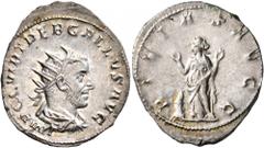 Roman Imperial Trebonianus Gallus, 251-253. Antoninianus (Silver, 25 mm, 3.70 g, 7 h), Mediolanum. IMP C C VIB TREB GALLVS AVG Radiate, draped and cuirassed bust of Trebonianus Gallus to right, seen f