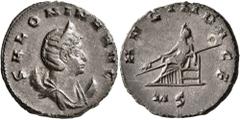 Roman Imperial Salonina, Augusta, 254-268. Antoninianus (Silvered bronze, 21 mm, 4.96 g, 1 h), Mediolanum, circa 267-268. SALONINA AVG Diademed and draped bust of Salonina set on crescent to right. Re
