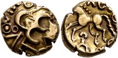 Celtic CELTIC, Northeast Gaul. Nervii. Circa 60-30/25 BC. Stater (Electrum, 16 mm, 5.67 g, 2 h), 'VIROS - dérivé du statère à l'epsilon' type. Devolved and disjointed laureate male head to right. Rev.