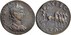 Roman Provincial CILICIA. Lyrbe. Gordian III, 238-244. Tetrassarion (Orichalcum, 32 mm, 17.78 g, 1 h). AYT•K•M•ANT•ΓOPΔ[IANOC CЄB] Laureate, draped and cuirassed bust of Gordian III to right, seen fro
