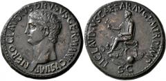 Roman Imperial Nero Claudius Drusus, died 9 BC. Sestertius (Orichalcum, 35 mm, 28.47 g, 6 h), Rome, struck under Claudius, 42-43. NERO CLAVDIVS DRVSVS GERMANICVS IMP Bare head of Nero Claudius Drusus 