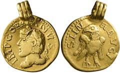 The Aurum Barbarorum Collection UNCERTAIN GERMANIC TRIBES, Pseudo-Imperial coinage. Late 3rd-early 4th centuries. Quinarius (Gold, 16 mm, 2.95 g, 11 h), imitating Gordian III, 238-244. IMP GORDIANVS L