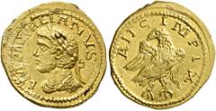 The Aurum Barbarorum Collection UNCERTAIN GERMANIC TRIBES, Pseudo-Imperial coinage. Late 3rd-early 4th centuries. 'Quinarius' (Gold, 17 mm, 3.87 g, 12 h), imitating Aurelian, 270-275. IMP AVRELIANVS L