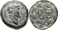 Roman Provincial SYRIA, Seleucis and Pieria. Antioch. Otho, 69. Dupondius (Bronze, 30 mm, 14.38 g, 1 h). IMP M OTHO CAE AVG Laureate head of Otho to right. Rev. Large S C within laurel wreath. McAlee 