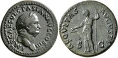 Roman Imperial Vespasian, 69-79. As (Copper, 27 mm, 11.24 g, 7 h), Rome, 71. IMP CAES VESPASIAN AVG COS III Laureate head of Vespasian to right. Rev. AEQVITAS AVGVSTI / S - C Aequitas standing front, 