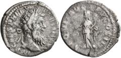 Roman Imperial Pertinax, 193. Denarius (Silver, 18 mm, 3.20 g, 6 h), Rome. IMP CAES P HELV PERTIN AVG Laureate head of Pertinax to right. Rev. AEQVIT AVG TR P COS II Aequitas standing front, head to l