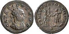 Roman Imperial Tacitus, 275-276. Antoninianus (Silvered bronze, 23 mm, 3.95 g, 11 h), Siscia, November–December 275. CL TACITVS AVG Radiate and draped bust of Tacitus to right. Rev. CONSERVATOR MILITV