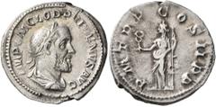 Roman Imperial Pupienus, 238. Denarius (Silver, 20 mm, 3.25 g, 11 h), Rome, circa April-June 238. IMP C M CLOD PVPIENVS AVG Laureate, draped and cuirassed bust of Pupienus to right, seen from behind. 