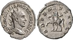Roman Imperial Trajan Decius, 249-251. Antoninianus (Silver, 23 mm, 4.31 g, 7 h), Rome. IMP C M Q TRAIANVS DECIVS AVG Radiate, draped and cuirassed bust of Trajan Decius to right, seen from behind. Re