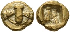 Greek IONIA. Ephesos, or an uncertain Ionian mint, circa 600-550 BC. 1/24 Stater (Electrum, 8 mm, 0.70 g), Phokaic standard. Bee seen from above within linear circle overlapped by its wings. Rev. Incu