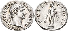 Roman Imperial Trajan, 98-117. Denarius (Silver, 18 mm, 3.37 g, 7 h), Rome, 101-102. IMP CAES NERVA TRAIAN AVG GERM Laureate head of Trajan to right. Rev. P•M•TR•P•COS•IIII•P•P Hercules, nude and wear