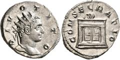 Roman Imperial Trajan Decius, 249-251. Antoninianus (Silver, 21 mm, 4.85 g, 1 h), commemorative issue for Divus Titus (died 81), Rome, mid 251. DIVO TITO Radiate head of Divus Titus to right. Rev. CON