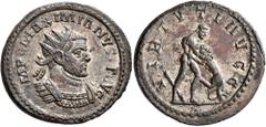 Roman Imperial Maximianus, first reign, 286-305. Antoninianus (Silvered bronze, 24 mm, 7.50 g, 7 h), Lugdunum, 287-289. IMP C MAXIMIANVS P F AVG Radiate and cuirassed bust of Maximianus to right. Rev.