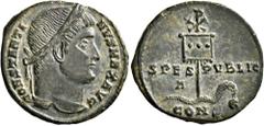 Roman Imperial Constantine I, 307/310-337. Follis (Bronze, 19 mm, 2.11 g, 5 h), Constantinopolis, late 324-early 325. CONSTANTI-NVS MAX AVG Laureate head of Constantine I to right. Rev. SPES PVBLIC / 