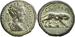 Roman Provincial MYSIA. Parium. Commodus, 177-192. 'As' (Bronze, 23 mm, 6.87 g, 1 h). IMP CAI M AV COMMODVS Laureate, draped and cuirassed bust of Commodus to right, seen from behind. Rev. C C I H P S
