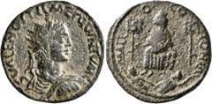 Roman Provincial CILICIA. Mallus. Hostilian, as Caesar, 250-251. Hexassarion (Bronze, 29 mm, 18.85 g, 1 h). S VALEN OCTIL MEC QVINTVM C Radiate, draped and cuirassed bust of Hostilian to right, seen f