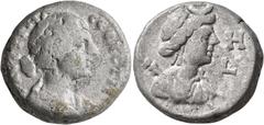 Roman Provincial EGYPT. Alexandria. Faustina Junior, Augusta, 147-175. Tetradrachm (Billon, 21 mm, 12.88 g, 1 h), RY 8 of Marcus Aurelius = 167/8. ΦΑYϹΤΙΝΑ ϹЄΒΑϹΤΗ Draped bust of Faustina Junior to ri