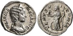 Roman Imperial Julia Mamaea, Augusta, 222-235. Denarius (Silver, 19 mm, 3.47 g, 7 h), Rome, 231. IVLIA MAMAEA AVG Diademed and draped bust of Julia Mamaea to right. Rev. VENVS VICTRIX Venus standing f
