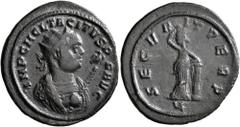 Roman Imperial Tacitus, 275-276. Antoninianus (Bronze, 22 mm, 3.42 g, 5 h), Ticinum, early-June 276. IMP C M CL TACITVS P F AVG Radiate bust of Tacitus to right, wearing consular robes and holding eag