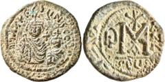 Byzantine Heraclius, with Heraclius Constantine, 610-641. Follis (Bronze, 31 mm, 14.13 g, 12 h), Seleucia Isauriae, RY 6 = 615/5. Half-lenght busts of Heraclius and Heraclius Constantine facing, each 