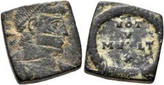 Byzantine Byzantine Weights, Circa 5th-7th centuries. Weight of 1 Nomisma (Bronze, 13x13 mm, 4.33 g, 6 h), a square coin weight for a solidus made from a 4th century follis. Pearl-diademed, draped and