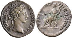 An old Swiss collection Commodus, 177-192. Denarius (Silver, 18 mm, 3.31 g, 11 h), Rome, 179. L AVREL COMMODVS AVG Laureate head of Commodus to right. Rev. TR P IIII IMP III COS II P P Fortuna seated 