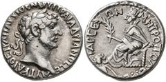 Roman Provincial CILICIA. Tarsus. Hadrian, 117-138. Tridrachm (Silver, 23 mm, 9.69 g, 12 h). ΑΥΤ ΚΑΙ ΘΕ ΤΡA ΠΑΡ ΥΙ ΘΕ ΝΕΡ ΥΙ ΤΡΑI ΑΔΡΙΑΝΟϹ ϹEB Laureate head of Hadrian to right. Rev. TΑΡϹΕΩΝ ΜΗΤΡΟΠΟΛΕ