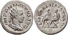 Roman Imperial Philip II, 247-249. Antoninianus (Silver, 22 mm, 4.55 g, 7 h), Rome, 248. IMP PHILIPPVS AVG Radiate, draped and cuirassed bust of Philip II to right, seen from behind. Rev. LIBERALITAS 