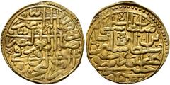 Early Medieval & Islamic ISLAMIC, Ottoman Empire. Sulayman II Qanuni ('the Lawgiver'), AH 926-974 / AD 1520-1566. Sultani (Gold, 21 mm, 3.49 g, 12 h), Halab, AH 926 / AD 1520. Pere 168. Sultan 9416. G